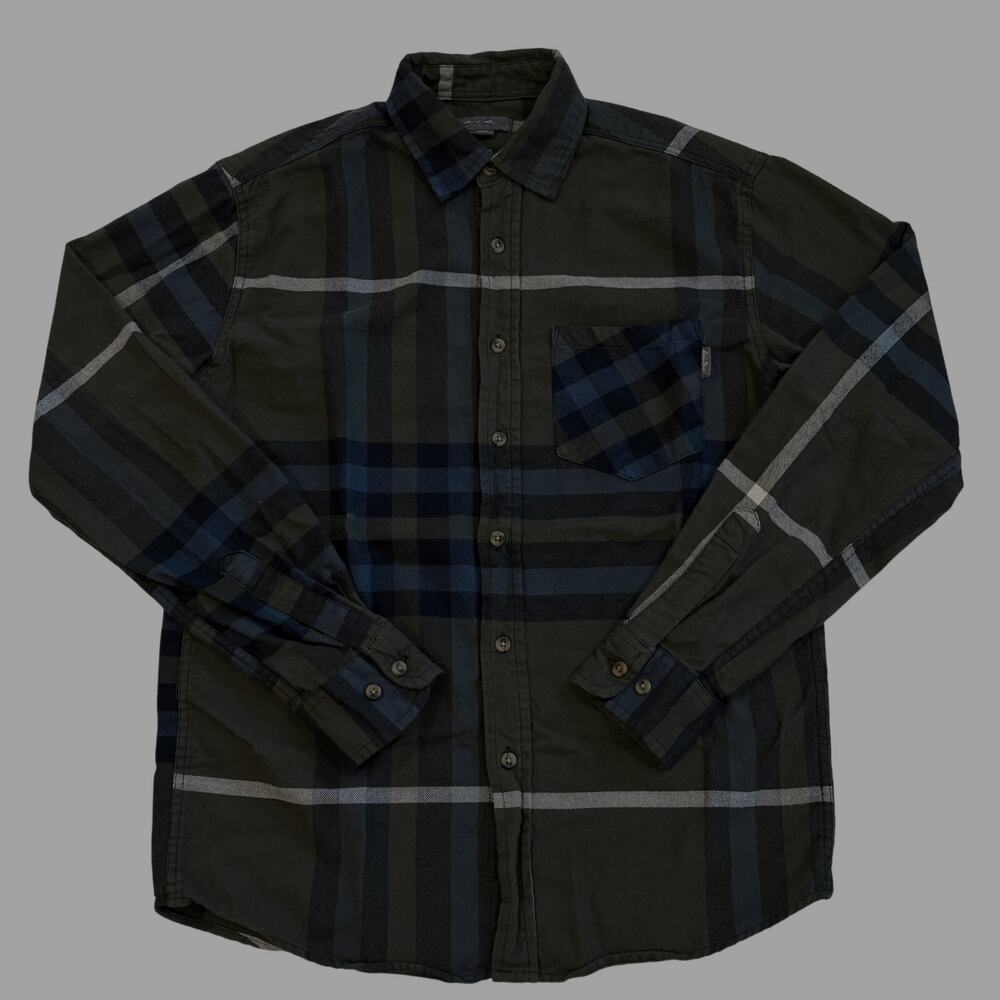 Eddie Bauer Shirt Womens Size Large Green Plaid Flannel Button Up Long Sleeve